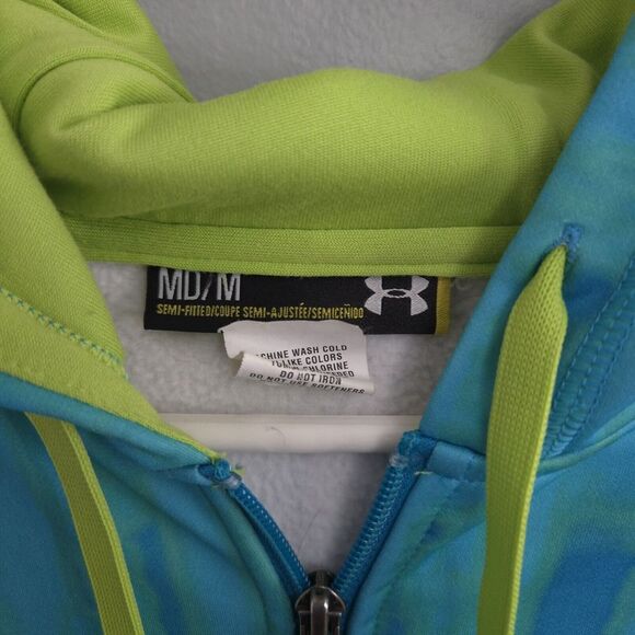Under Armour Full Zip Semi Fitted Hooded Sweatshirt‎ Women's M Teal Tie Dye - Picture 2 of 11